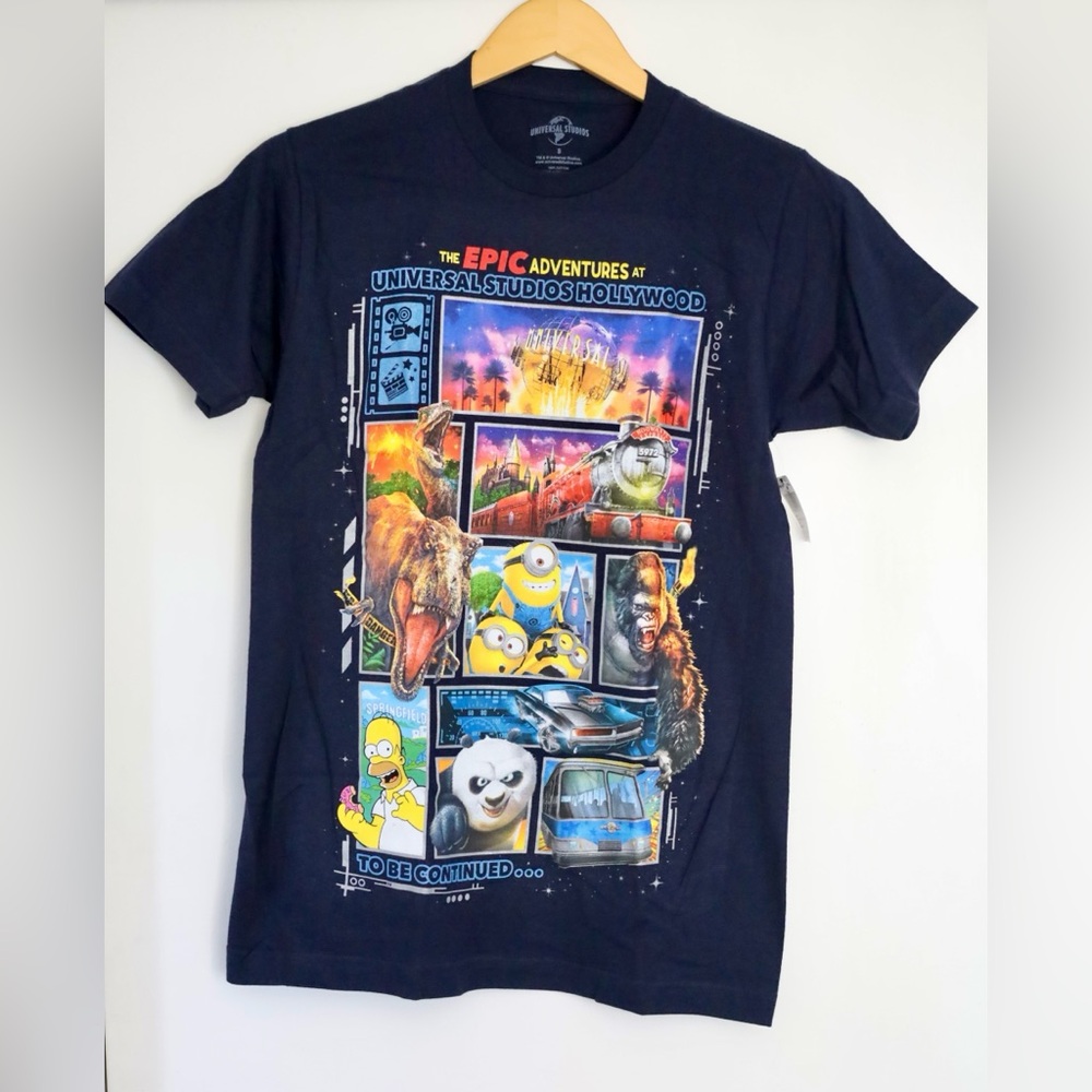 Universal Studios Shirt, Blue Epic Adventure Hollywood Rides Tee Shirt - New